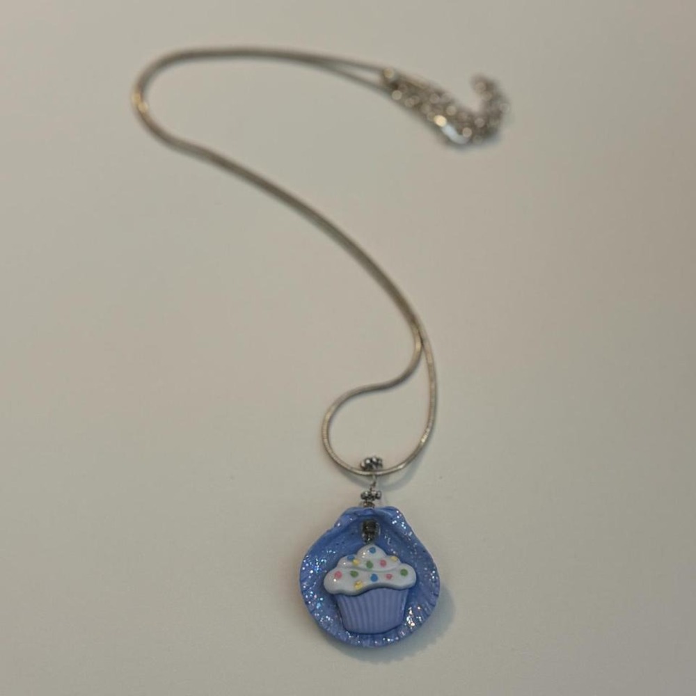 New Cupcake Blue Purple Handmade Seashell Necklace Kawaii